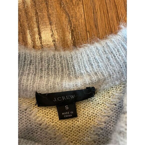 J. Crew blue and yellow argyle alpaca wool crewneck sweater - Picture 6 of 9